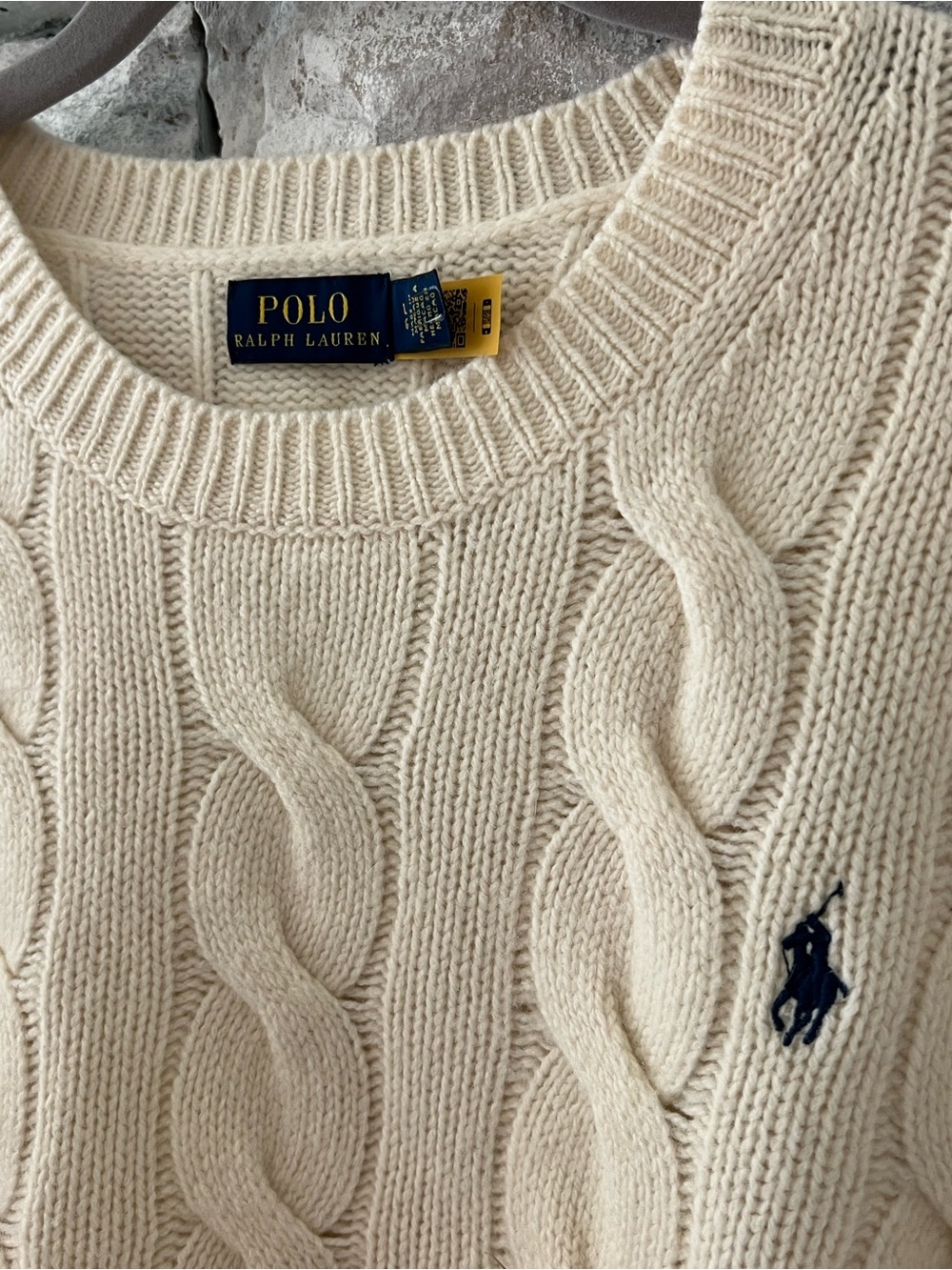 Polo Ralph Lauren Wool Cashmere Ivory Cable Knit Crewneck Sweater - Picture 2 of 10